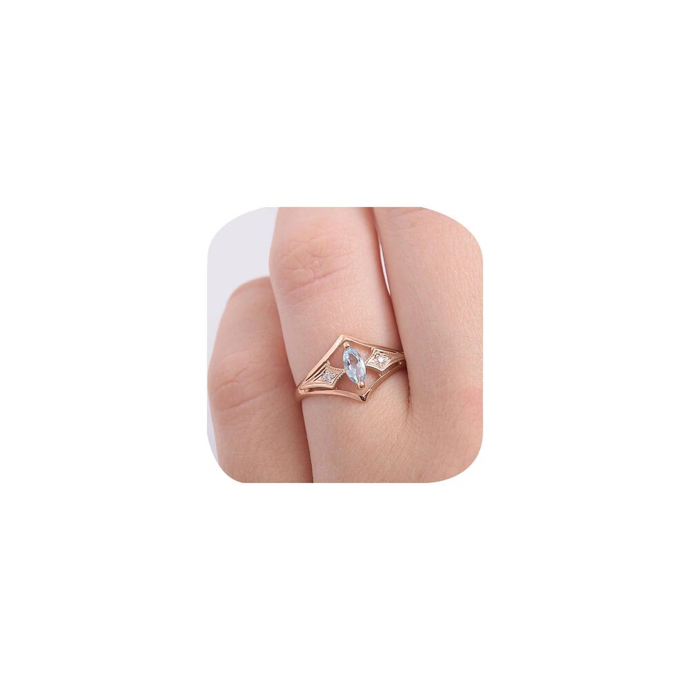 2622 2CT Marquise Cut Sapphire Rose Gold Ring Cut Cubic Zirconia Wedding
